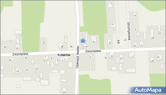 Kołaków, Zwycięska, 1, mapa Kołaków