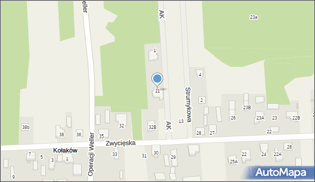 Kołaków, Zwycięska, 11, mapa Kołaków