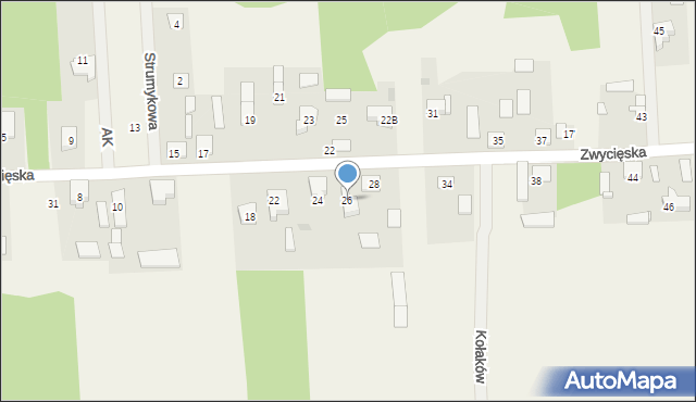 Kołaków, Zwycięska, 26, mapa Kołaków
