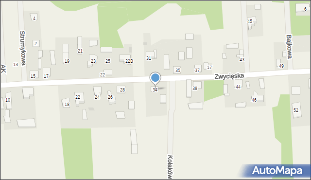 Kołaków, Zwycięska, 34, mapa Kołaków