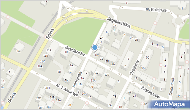 Kołobrzeg, Zwycięzców, 11A, mapa Kołobrzegu