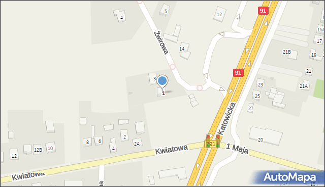 Kolonia Poczesna, Żwirowa, 1, mapa Kolonia Poczesna