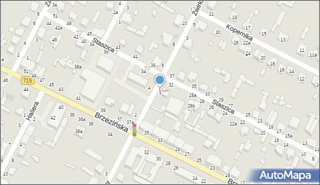 Koluszki, Żwirki Franciszka, kpt. pil., 1, mapa Koluszki