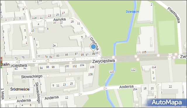 Koszalin, Zwycięstwa, 99, mapa Koszalina