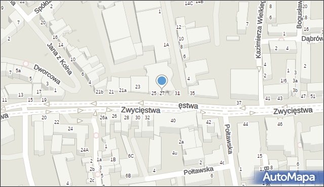 Koszalin, Zwycięstwa, 27, mapa Koszalina