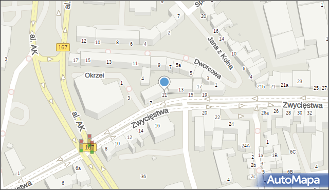 Koszalin, Zwycięstwa, 11, mapa Koszalina