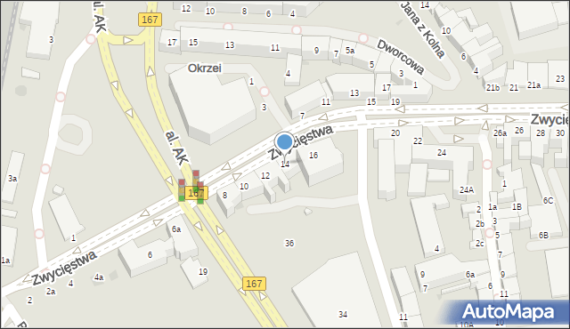 Koszalin, Zwycięstwa, 14, mapa Koszalina