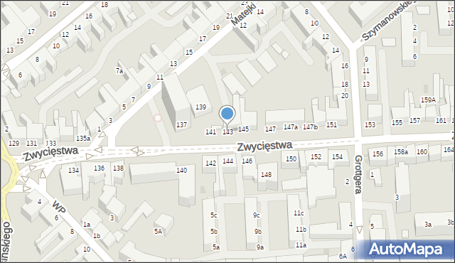 Koszalin, Zwycięstwa, 143, mapa Koszalina