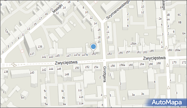 Koszalin, Zwycięstwa, 151, mapa Koszalina