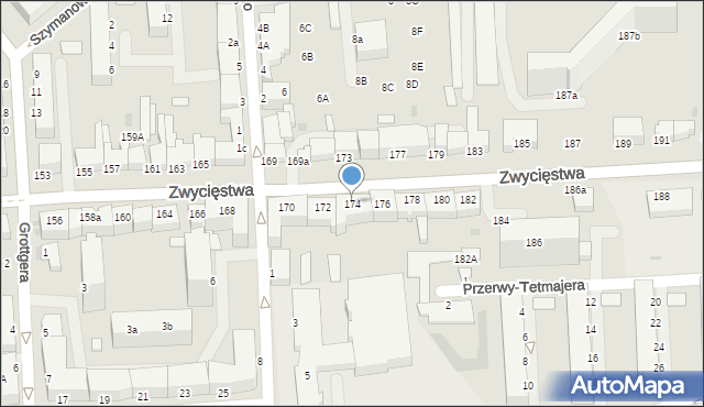 Koszalin, Zwycięstwa, 174, mapa Koszalina