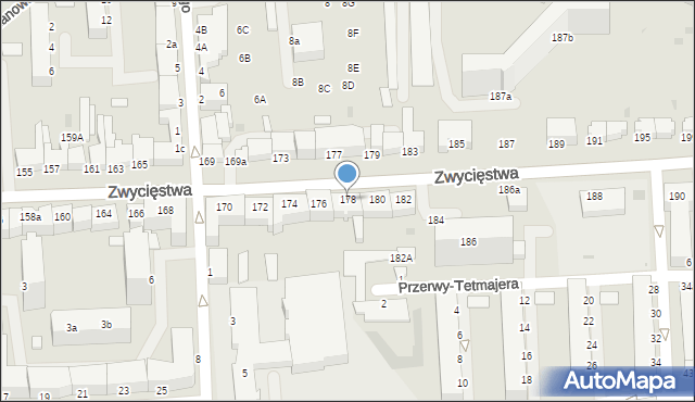 Koszalin, Zwycięstwa, 178, mapa Koszalina