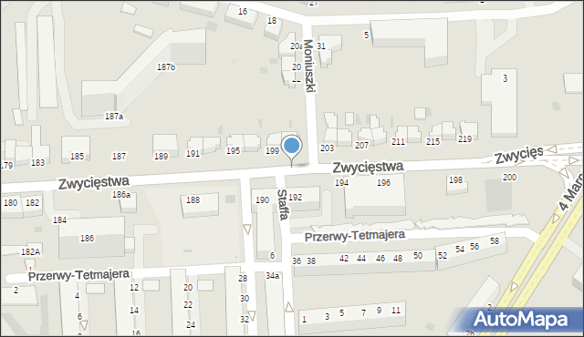 Koszalin, Zwycięstwa, 190p, mapa Koszalina