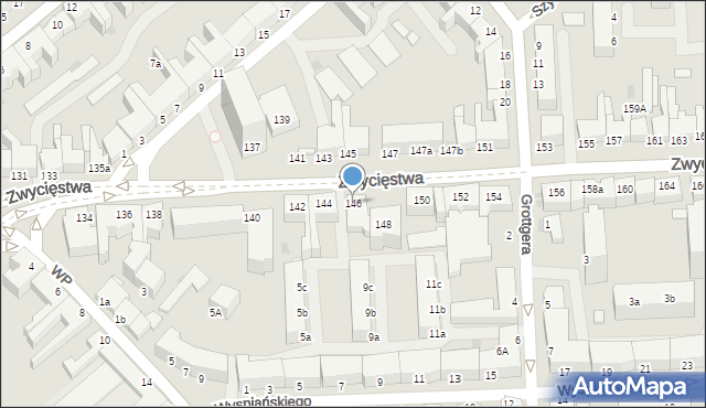 Koszalin, Zwycięstwa, 146, mapa Koszalina