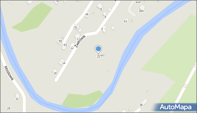 Krosno, Żwirowa, 11, mapa Krosna