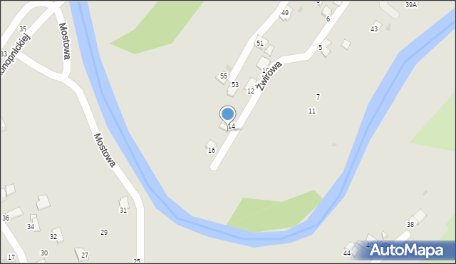 Krosno, Żwirowa, 14A, mapa Krosna