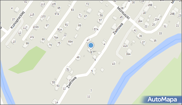 Krosno, Żwirowa, 8, mapa Krosna