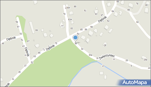 Łańcut, Zwierzyniec, 36, mapa Łańcut