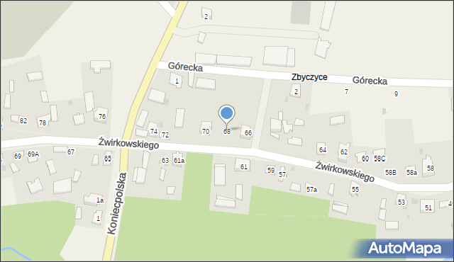 Lelów, Żwirkowskiego, 68, mapa Lelów