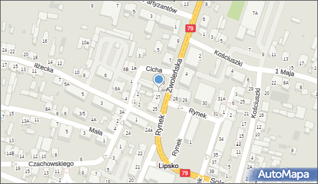 Lipsko, Zwoleńska, 1, mapa Lipsko