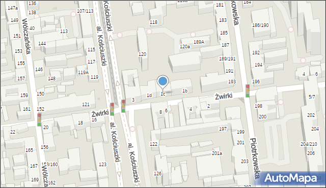 Łódź, Żwirki Franciszka, kpt. pil., 1c, mapa Łodzi