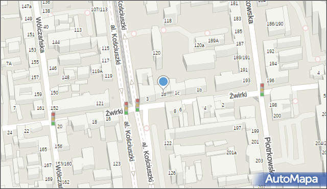 Łódź, Żwirki Franciszka, kpt. pil., 1d, mapa Łodzi