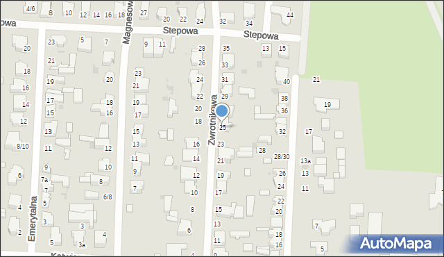 Łódź, Zwrotnikowa, 25, mapa Łodzi