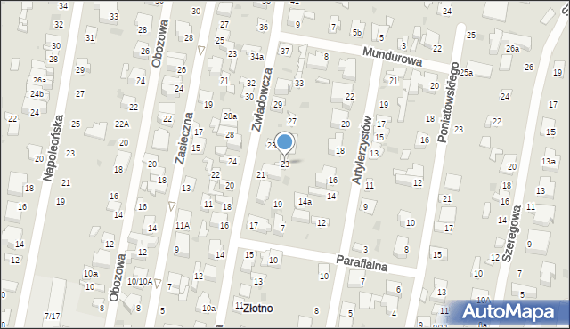 Łódź, Zwiadowcza, 23, mapa Łodzi