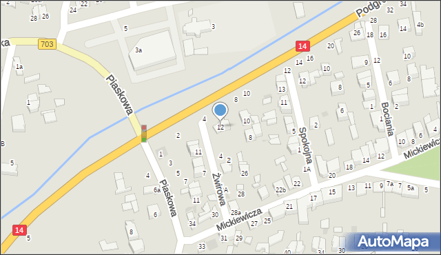 Łowicz, Żwirowa, 12, mapa Łowicza