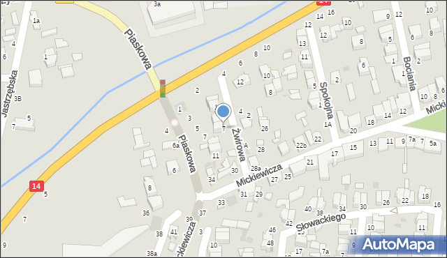 Łowicz, Żwirowa, 7, mapa Łowicza