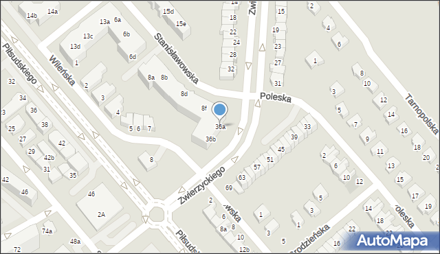 Lubin, Zwierzyckiego Józefa, prof., 36a, mapa Lubin