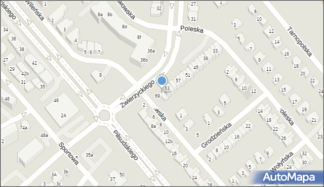 Lubin, Zwierzyckiego Józefa, prof., 67, mapa Lubin