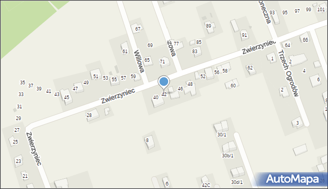 Łuczyce, Zwierzyniec, 42, mapa Łuczyce