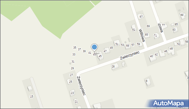 Łuczyce, Zwierzyniec, 43, mapa Łuczyce