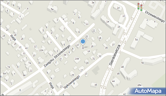 Mielec, Związku Strzeleckiego, 12, mapa Mielca