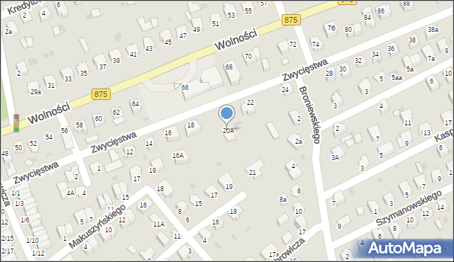 Mielec, Zwycięstwa, 20A, mapa Mielca