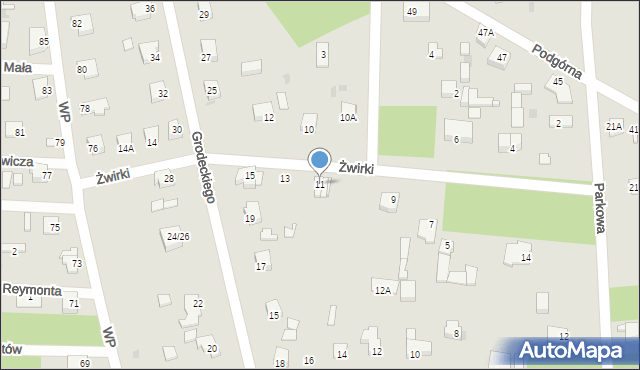 Milanówek, Żwirki Franciszka, kpt. pil., 11, mapa Milanówek