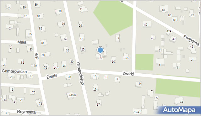 Milanówek, Żwirki Franciszka, kpt. pil., 12, mapa Milanówek