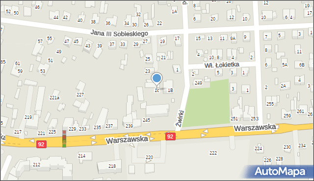 Mińsk Mazowiecki, Żwirki Franciszka, kpt. pil., 1c, mapa Mińsk Mazowiecki