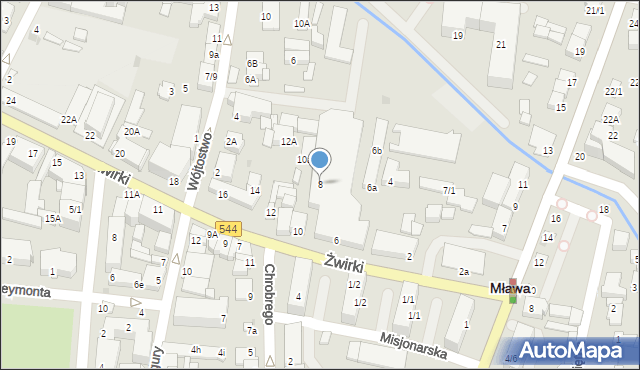Mława, Żwirki Franciszka, kpt. pil., 8, mapa Mława