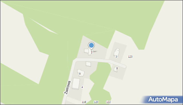 Nawra, Żwirowa, 1, mapa Nawra