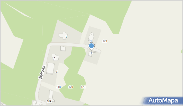 Nawra, Żwirowa, 8, mapa Nawra