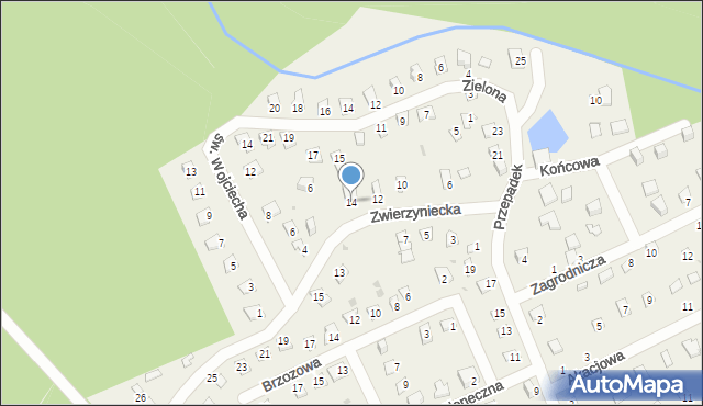 Nienawiszcz, Zwierzyniecka, 14, mapa Nienawiszcz