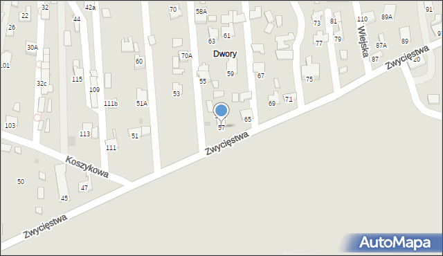 Oświęcim, Zwycięstwa, 57, mapa Oświęcimia