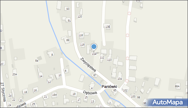 Paniówki, Zwycięstwa, 114, mapa Paniówki