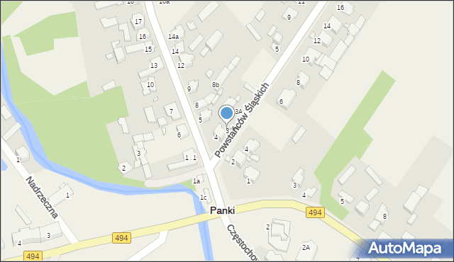 Panki, Zwierzyniecka, 3, mapa Panki