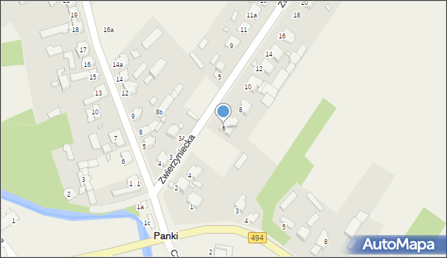 Panki, Zwierzyniecka, 6, mapa Panki