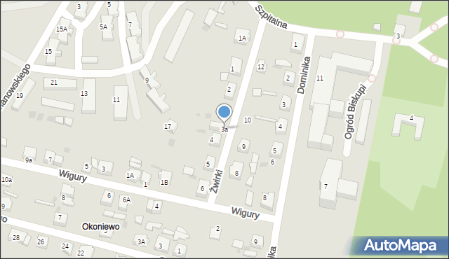 Pelplin, Żwirki Franciszka, kpt. pil., 3a, mapa Pelplin