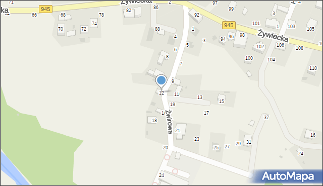 Pewel Mała, Żwirowa, 12, mapa Pewel Mała