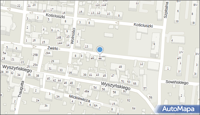 Piekary Śląskie, Żwirki Franciszka, kpt. pil., 11, mapa Piekary Śląskie