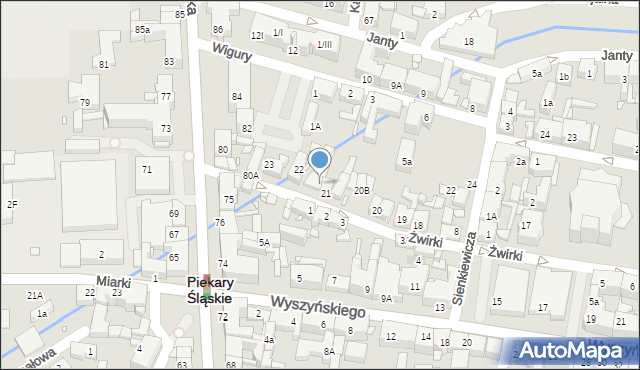 Piekary Śląskie, Żwirki Franciszka, kpt. pil., 24, mapa Piekary Śląskie